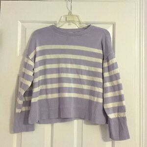 GAP Kids 24/7 Purple Stripe Crewneck Sweater